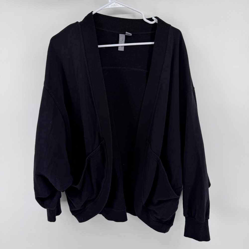 Sweaty Betty London Black Cotton Fleece Open Front Cardigan SB8086 Mens Size 8 M